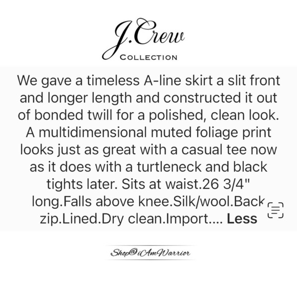 J.Crew Collection rare 2pc silk blend abstract foliage print top+midi skirt - Picture 14 of 16